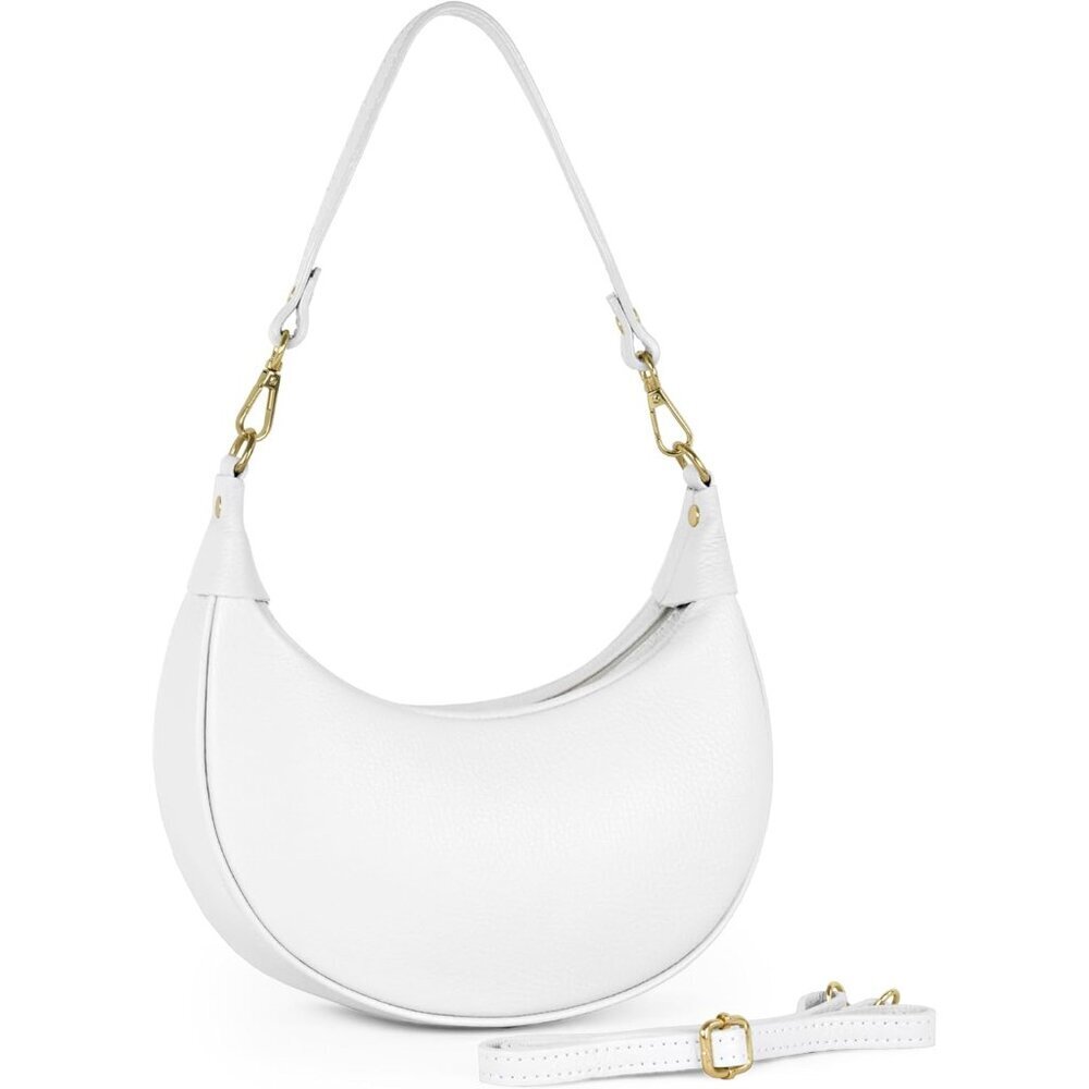 Italian Leather Shoulder Bag Women Full Grain Calf Handy Purse Small